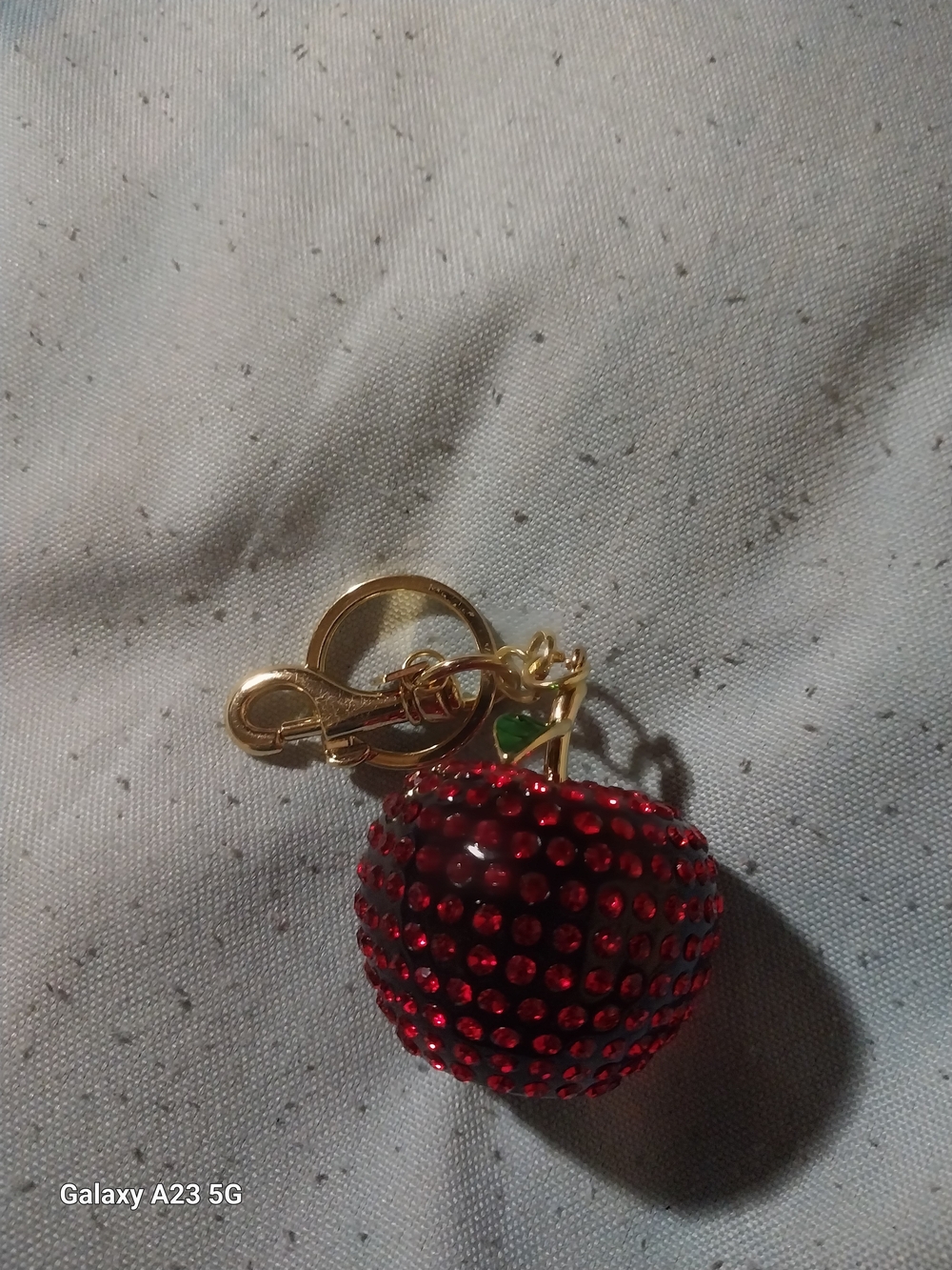 Unbranded Crystal Apple Bag Charm/Keychain Red & Gold